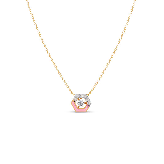 Cotton Candy Hexagon Diamond Chain Pendant - Yellow