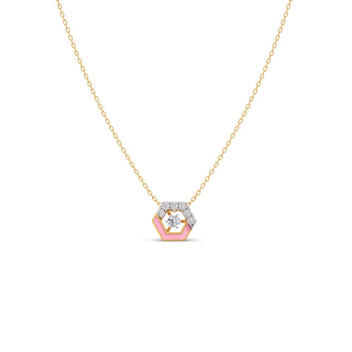 Cotton Candy Hexagon Diamond Chain Pendant