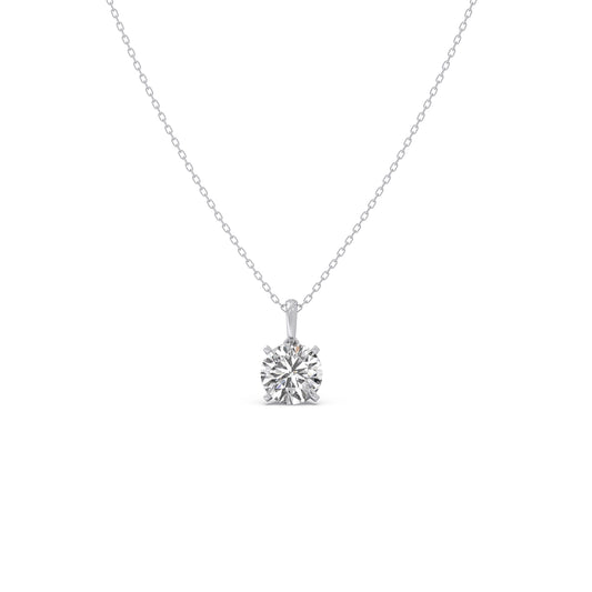 Lustrous Round Solitaire Chain Pendant - White