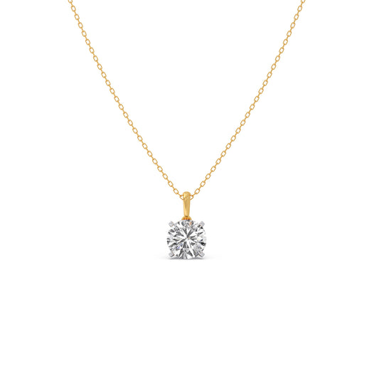 Lustrous Round Solitaire Chain Pendant - Yellow