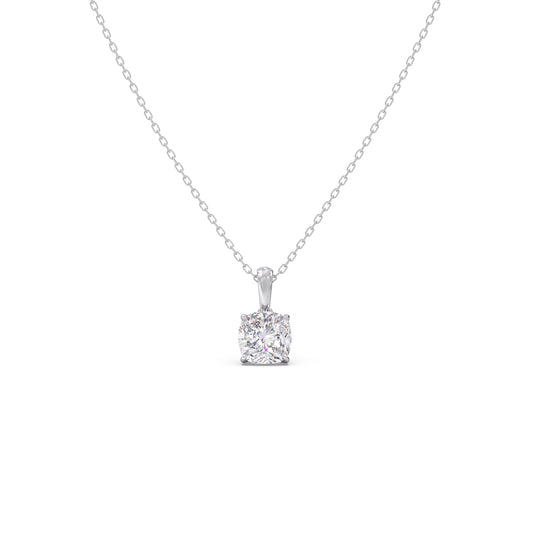 1.5ct Minimalist Cushion Solitaire Chain Pendant - White