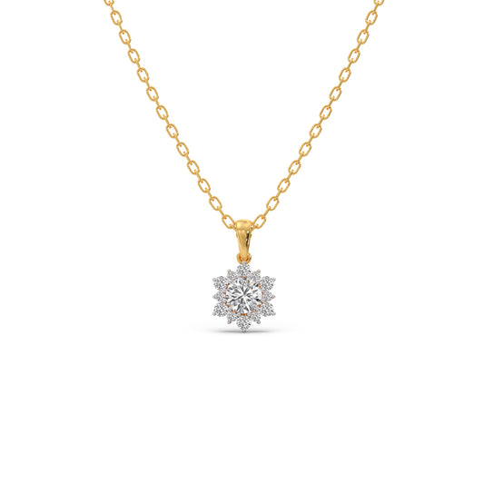 0.72 ct Nakshatra Classic Round Diamond Chain Pendant - Yellow