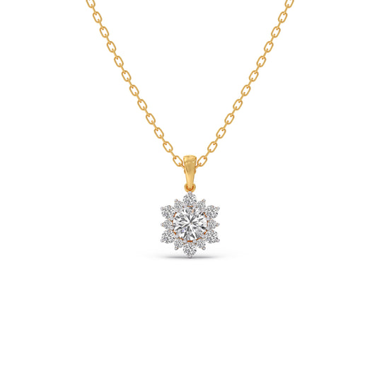 1.27 ct Nakshatra Cluster Round Diamond Chain Pendant - Yellow