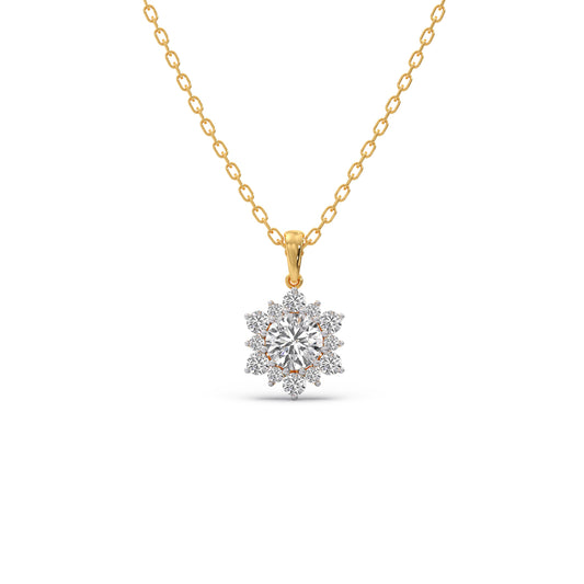 1.58 ct Nakshatra Sparkling Round Diamond Chain Pendant - Yellow