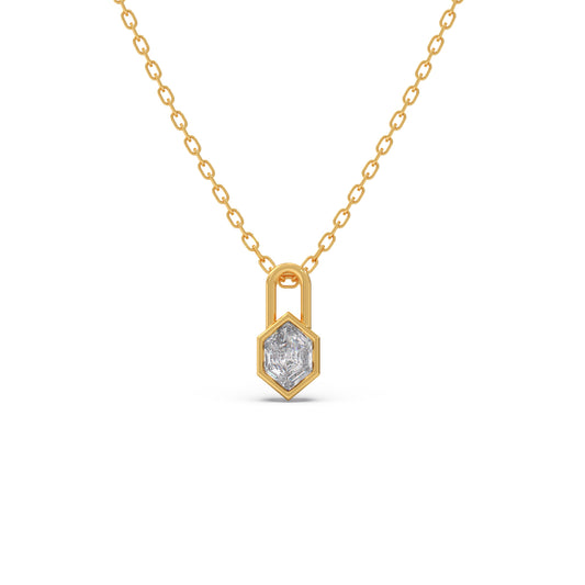 0.75 ct Hex Lock Solitaire Chain Pendant - Yellow