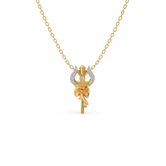Vedic Trishul Round Diamond Pendant - Yellow