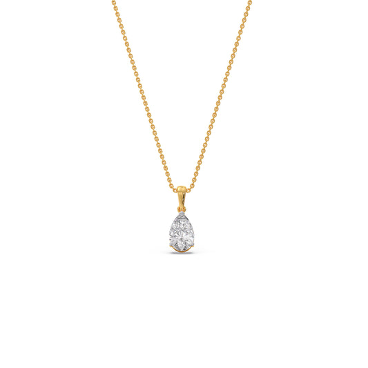 0.5 ct Sparkling Pear Solitaire Chain Pendant - Yellow