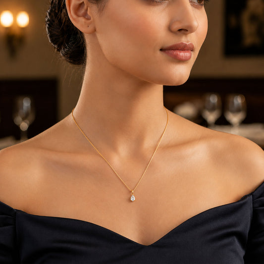 0.5 ct Sparkling Pear Solitaire Chain Pendant - MQ_AI