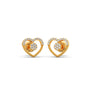 Gold Diamond Heart Stud Earrings