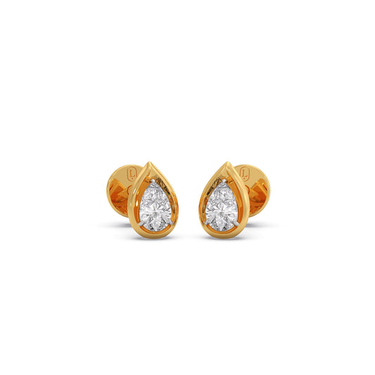 Pear Shape Diamond Stud Earrings - Yellow