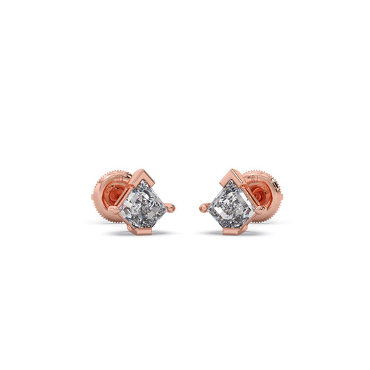 Glistening Coffin-Cut Diamond Stud Earrings - Rose