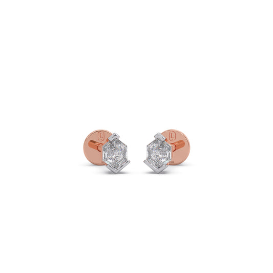 Hexa Smallitaires Half Bezel Earrings - Rose