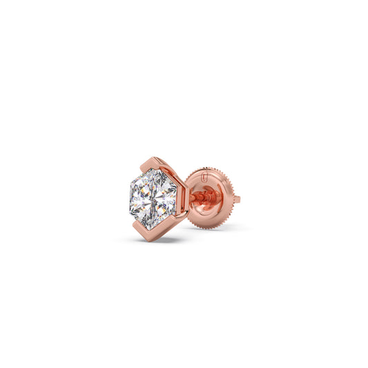Hexa Smallitaires Half Bezel Earrings - Rose