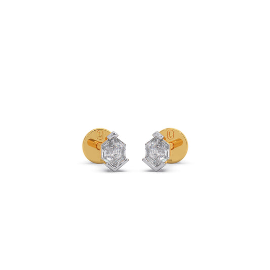 Hexa Smallitaires Half Bezel Earrings - Yellow