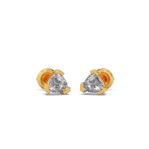 Half Bezel Set Smallitaire Trillion Cut Diamond Earring