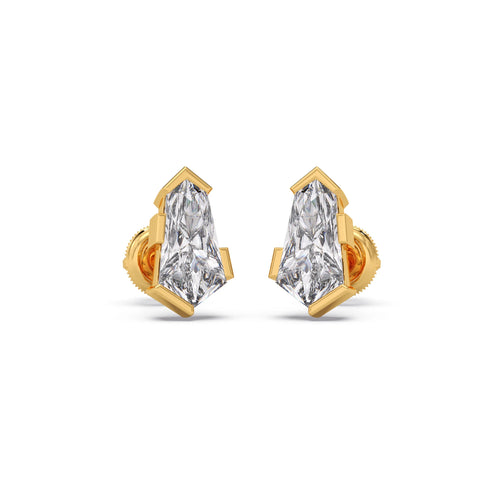 Half Bezel Set Pin Shape Solitaire Earring