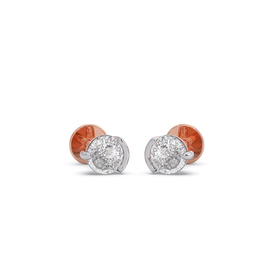 Portuguese Solitaire Half Bezel Earrings - Rose