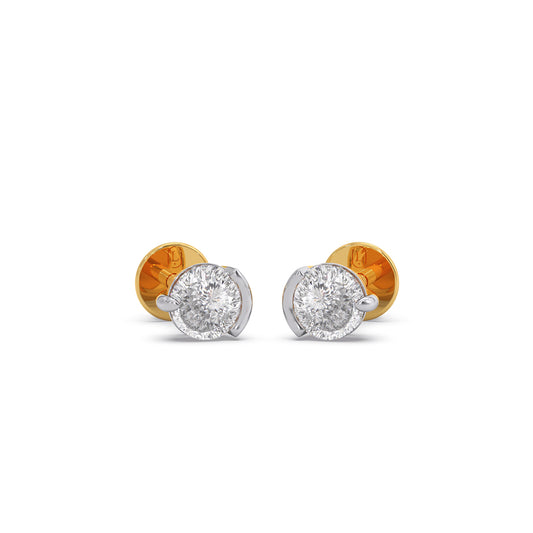 Portuguese Solitaire Half Bezel Earrings - Yellow