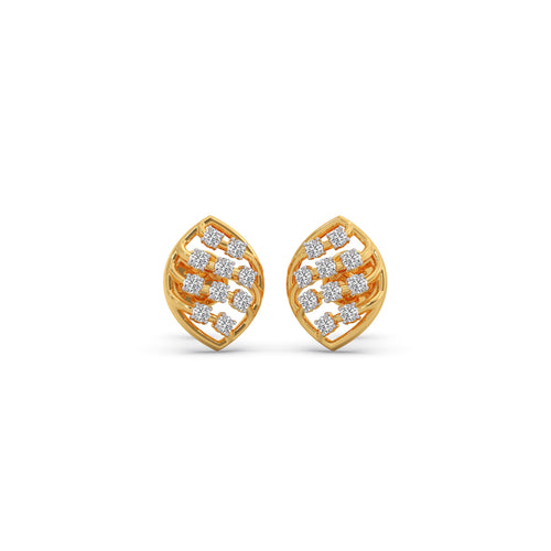 Round Diamond Leaf Stud Earrings