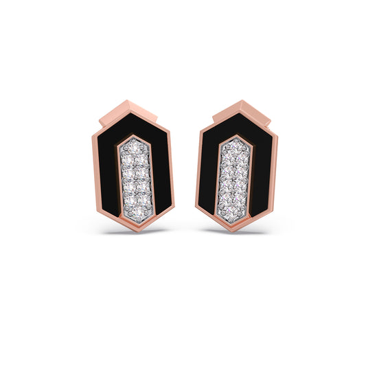 Midnight Frame Diamond Studs Earrings - Rose
