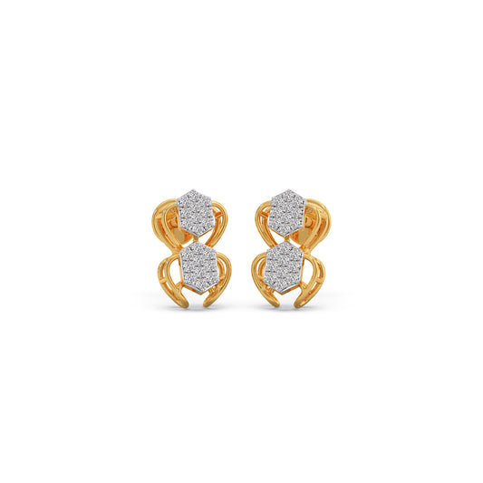 Antiqua Drop Diamond Stud Earrings - Yellow