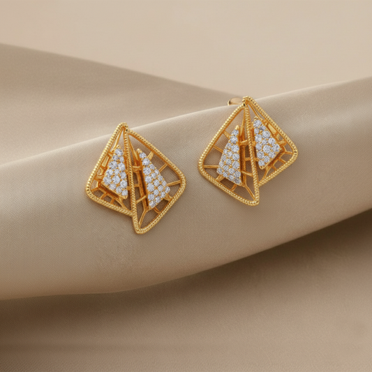 Kinetic Square Round Diamond Stud Earrings