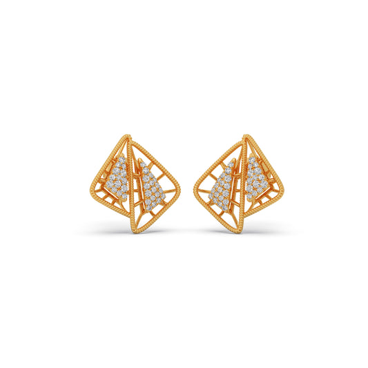 Kinetic Square Round Diamond Stud Earrings