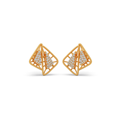 Kinetic Square Round Diamond Stud Earrings