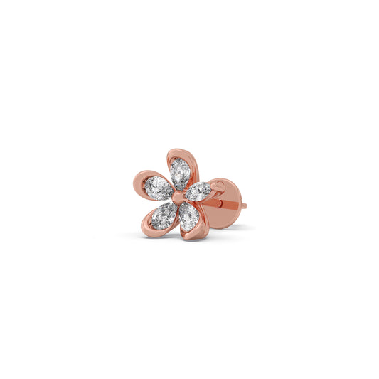 Pear & Marquise Diamond Petal Flower Earrings - Rose