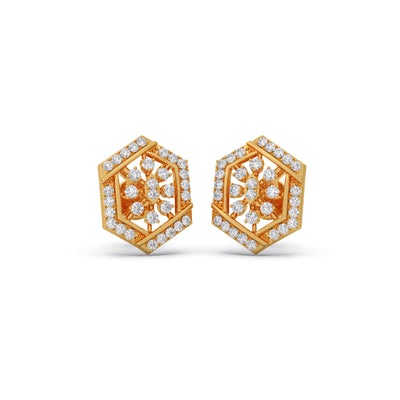 Celestial Hex Diamond Stud Earrings
