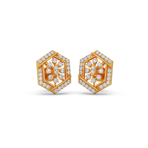 Celestial Hex Diamond Stud Earrings