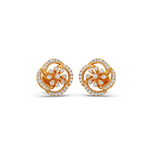 Shimmering Bloom Diamond Stud Earrings