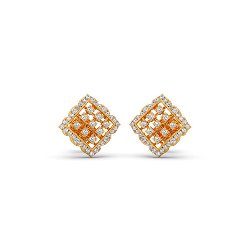 Lattice Rhombus Diamond Stud Earrings