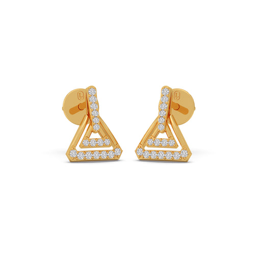 Apex Triangle Round Diamond Stud Earrings