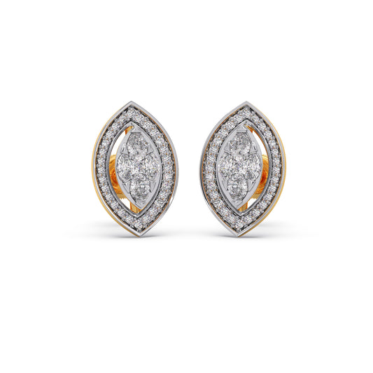 Cathedral Marquise Halo Stud Earrings - Yellow