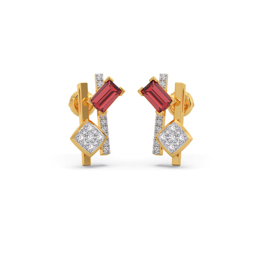 Blush Gemstone Linear Stud Earrings - Yellow