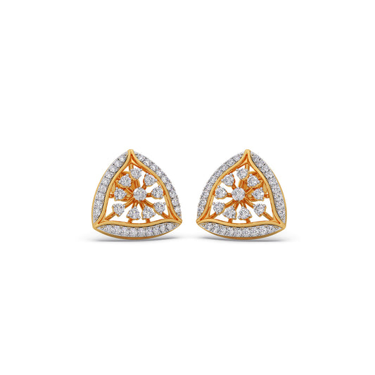 Tri Aura Bloom Diamond Stud Earrings