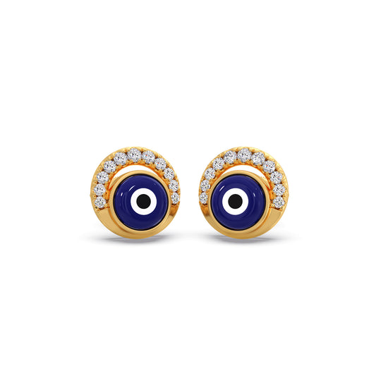 Evil Eye Half-Halo Diamond Earrings