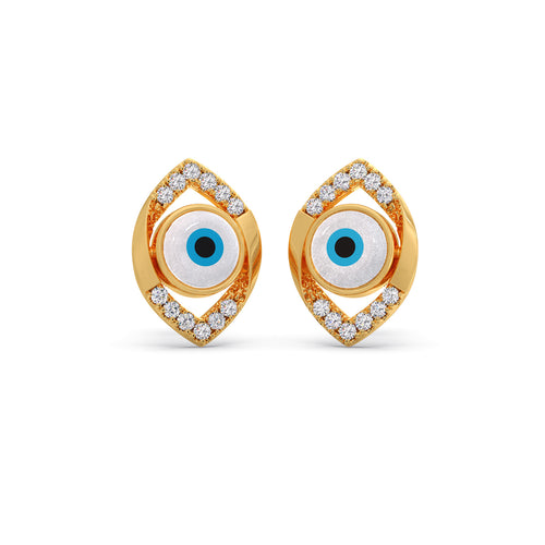 Round Diamond Beautiful Evil Eye Earrings
