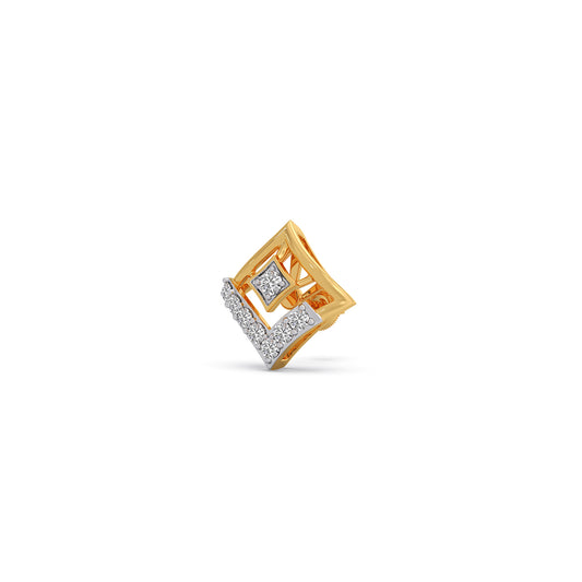 Rhombus Sparkle Diamond Stud Earrings - Yellow