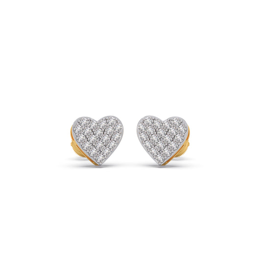 Mosaic Heart Diamond Stud Earrings - Yellow
