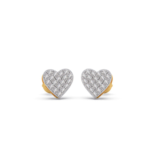 Mosaic Heart Diamond Stud Earrings