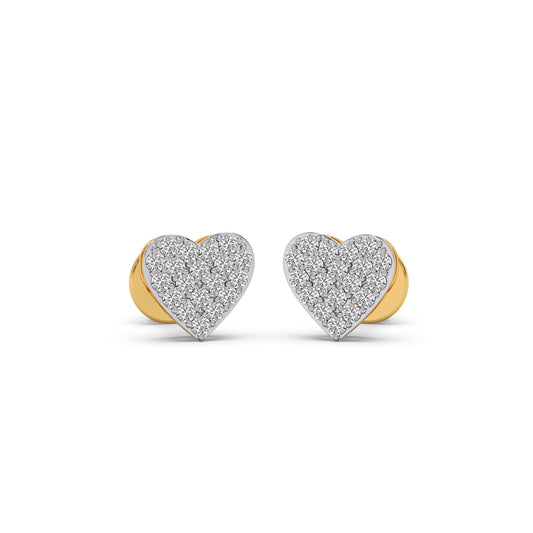 Mosaic Heart Diamond Stud Earrings - Yellow