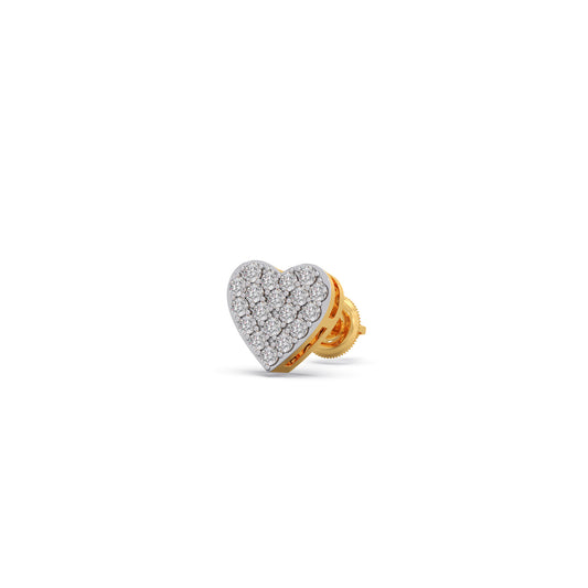Mosaic Heart Diamond Stud Earrings - Yellow