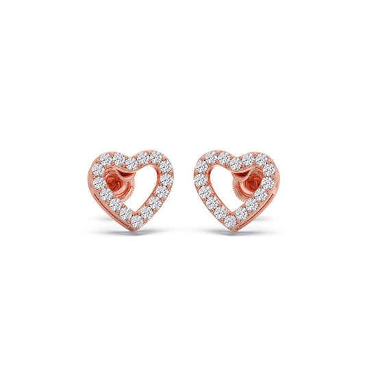 Hollow Heart Diamond Earrings