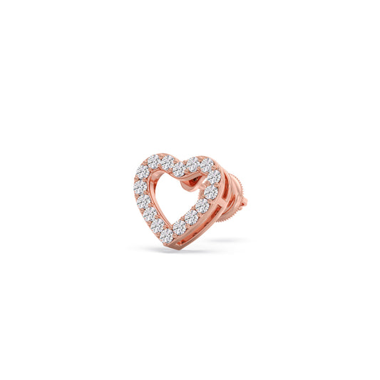 Hollow Heart Diamond Earrings