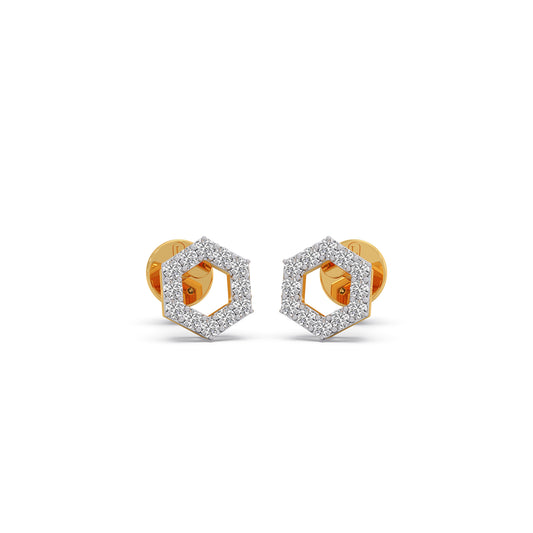 The HexFrame Diamond Earrings - Yellow
