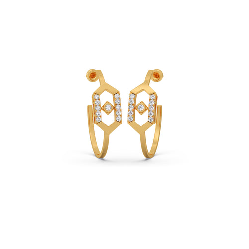 Hexora-Moving Diamond Nexus Hoop Earrings