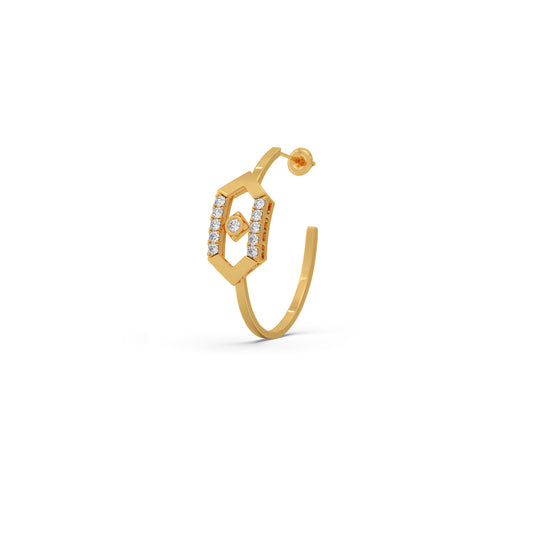 Hexora-Moving Diamond Nexus Hoop Earrings - Yellow