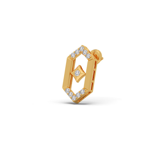 Flutter Diamond Hex Link Stud Earrings - Yellow